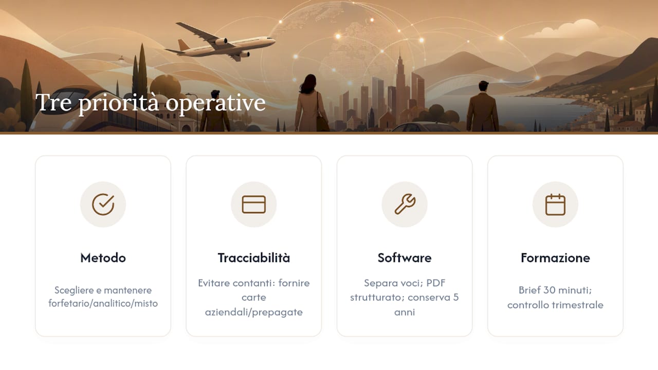Tre priorità operative per una gestione senza errori — overview diagram