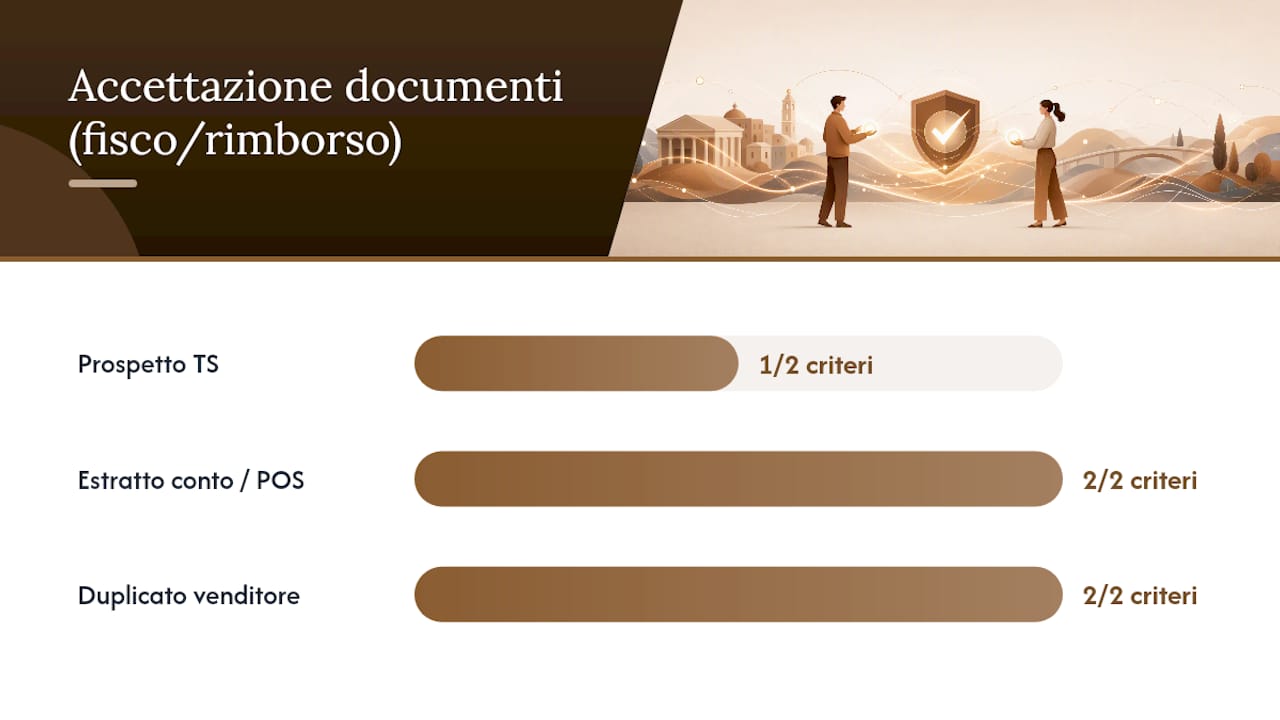 Tabella comparativa sulla validità dei diversi documenti alternativi ai fini fiscali e per il rimborso
