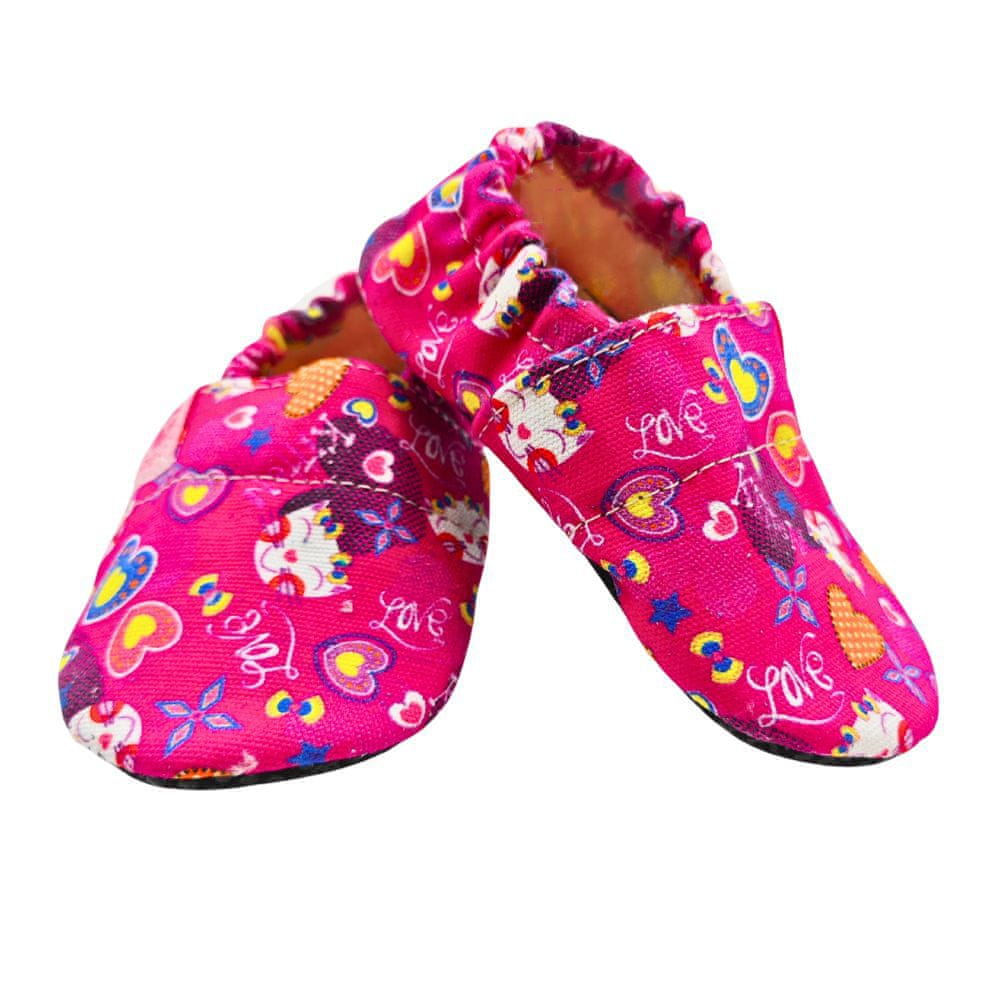 Otroški tekstilni copati Barefoot - Ciklam Cats