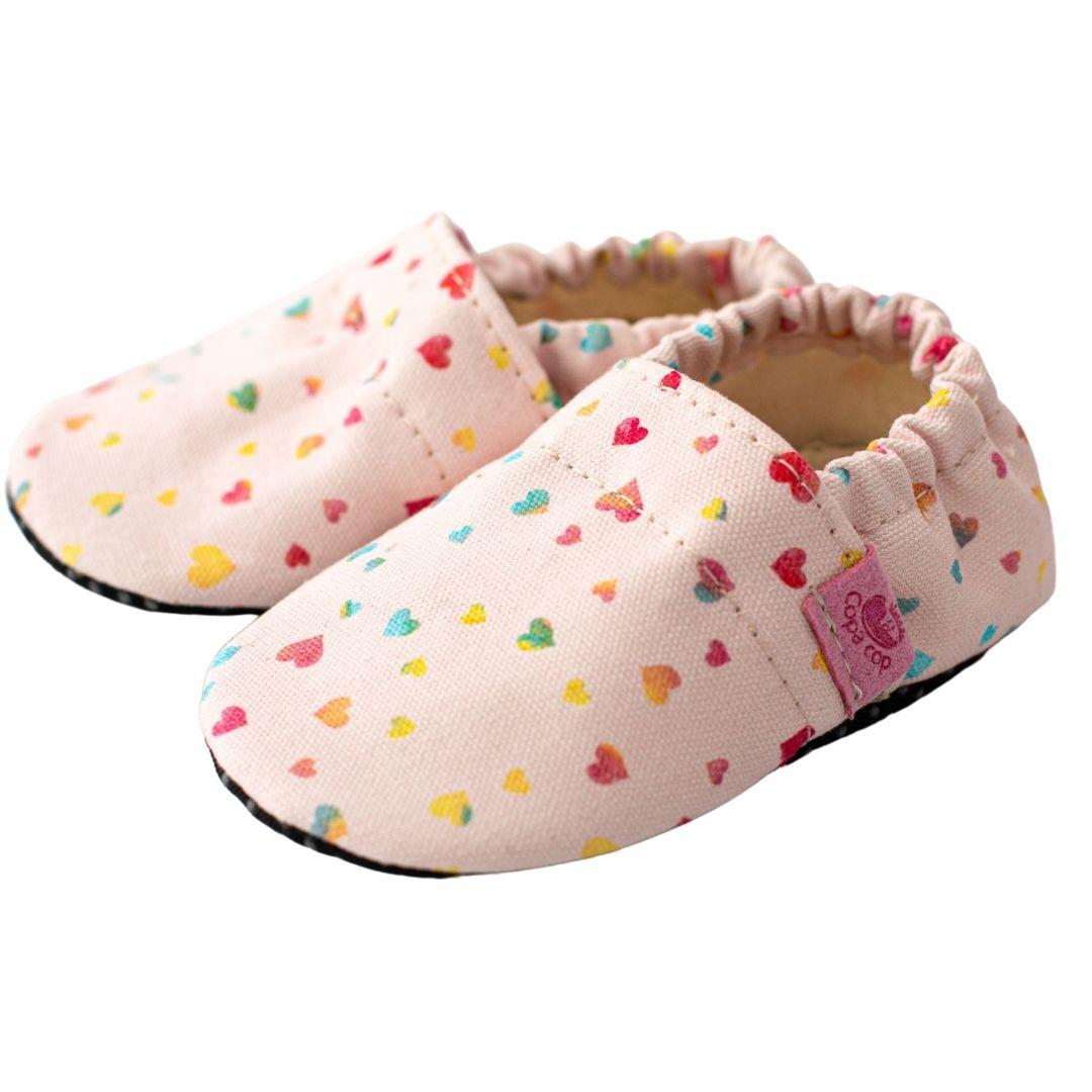 Otroški tekstilni copati Barefoot Hearts