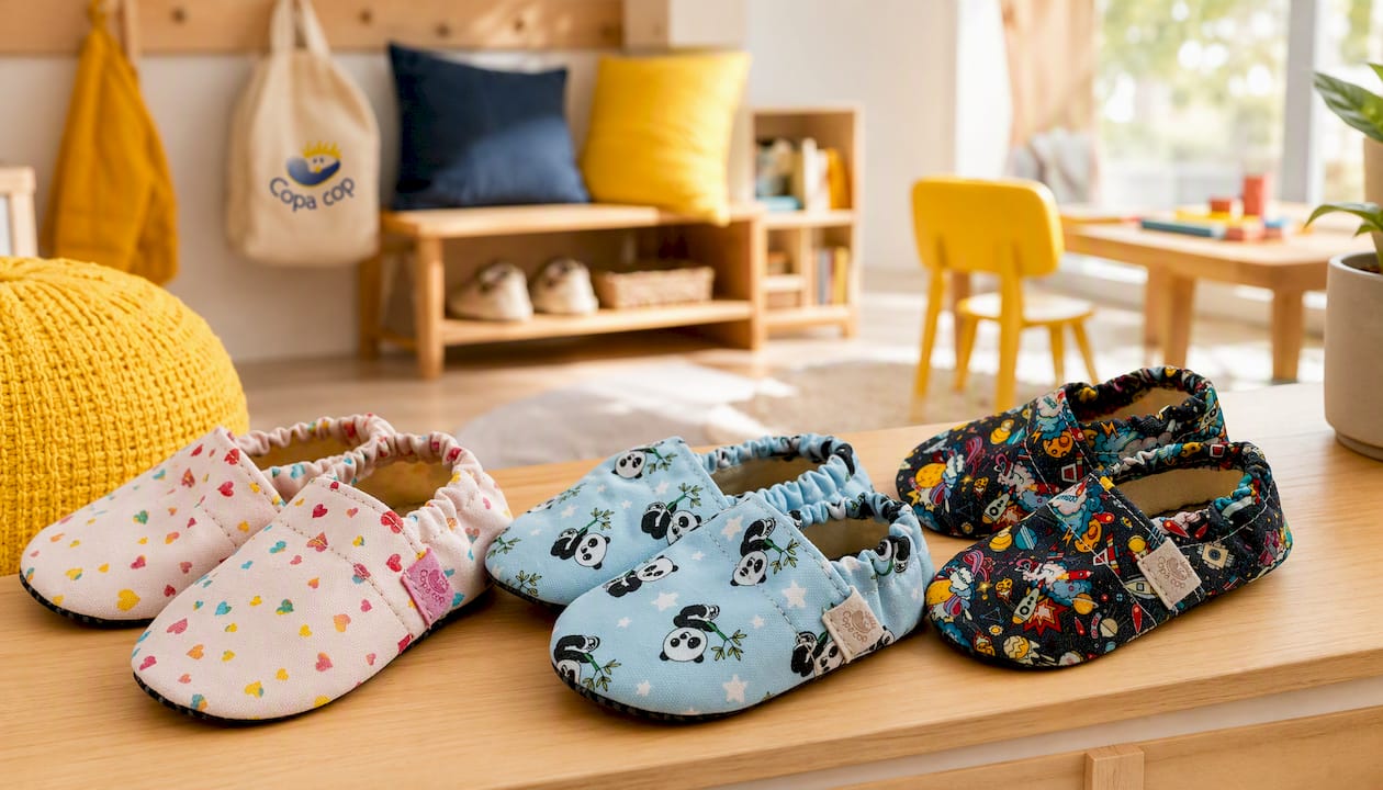 Otroški tekstilni copati Barefoot Hearts
