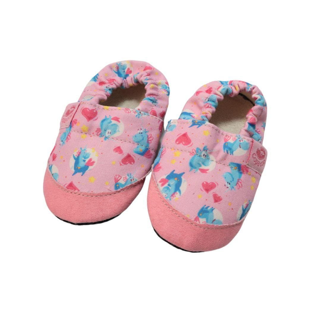 Otroški tekstilni copati Barefoot z zaščito - Roza Unicorn