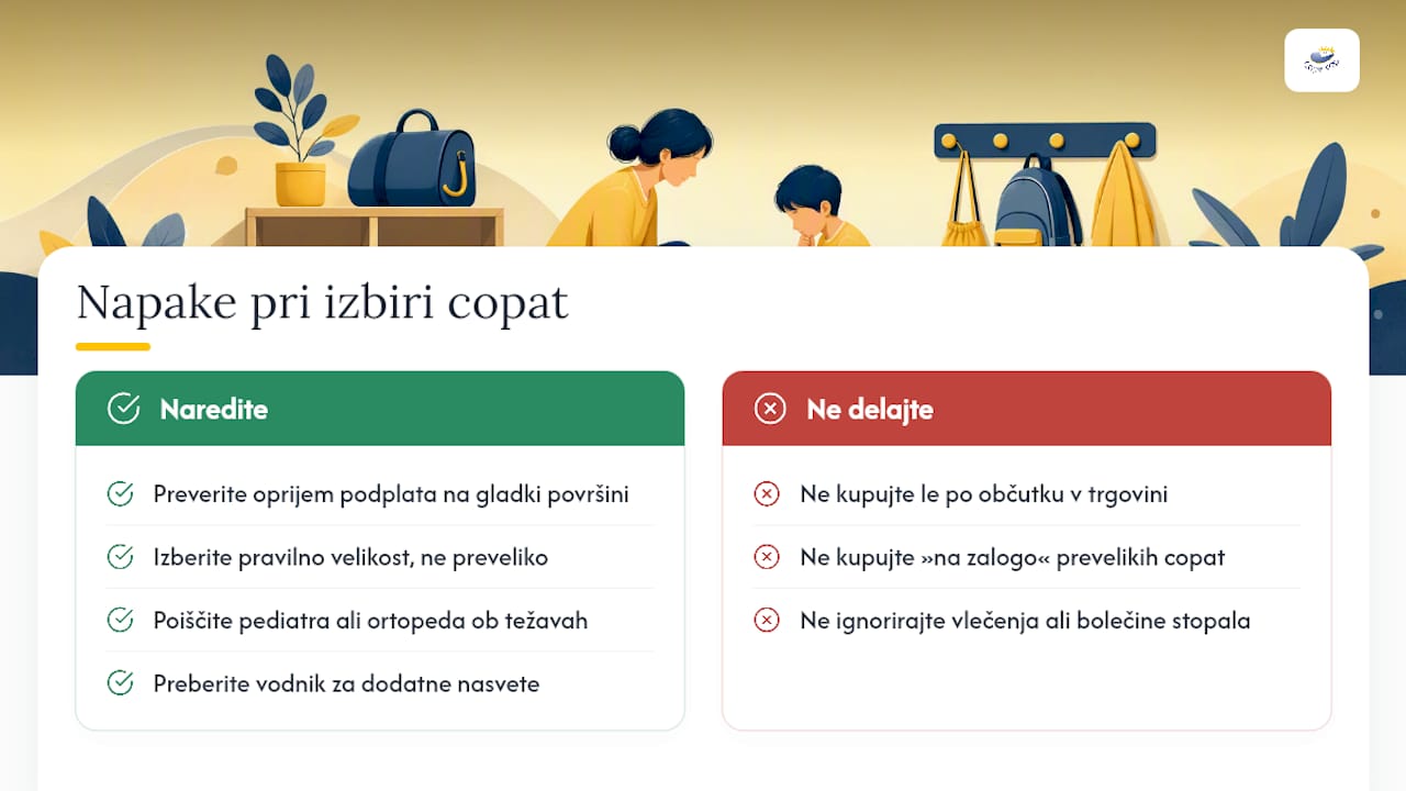 Kaj se starši pri izbiri copat najpogosteje zmotijo — overview diagram