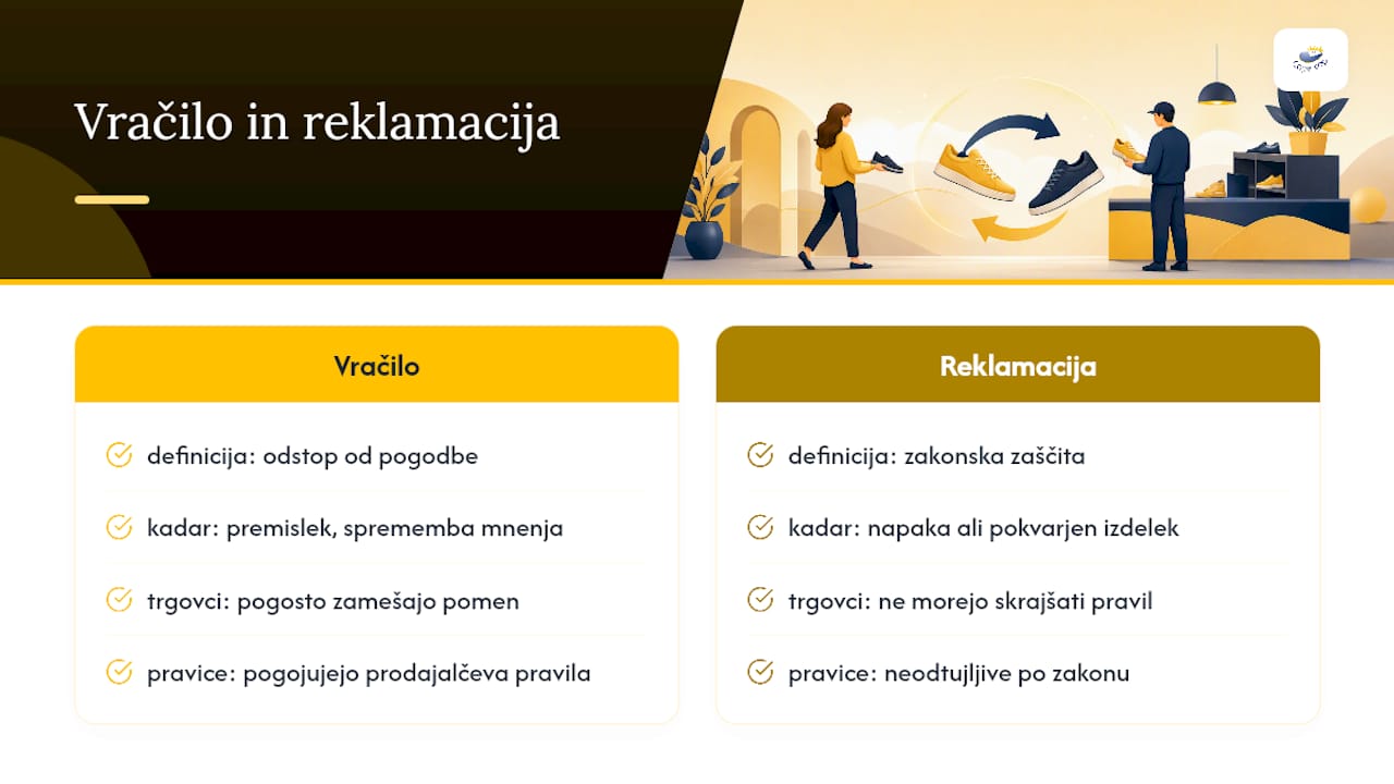 Zakaj se splača poznati razliko med vračilom in reklamacijo — overview diagram
