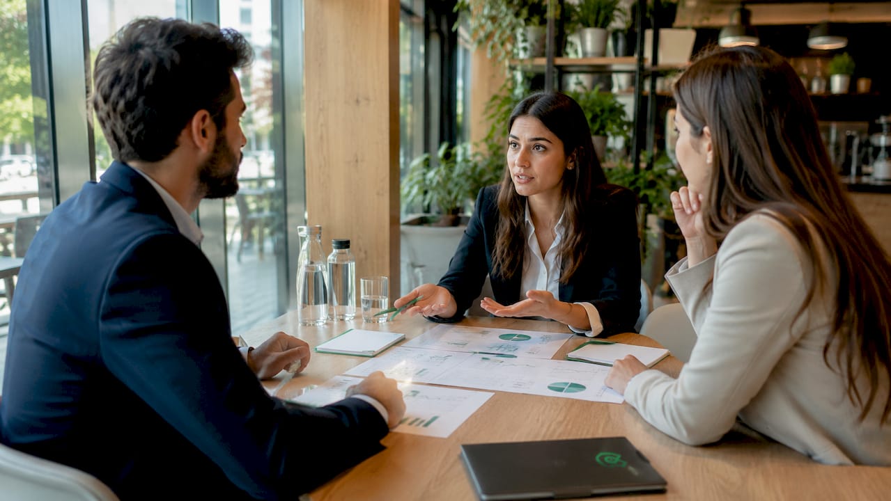 Asesor financiero brindando orientación a emprendedores y pequeñas empresas