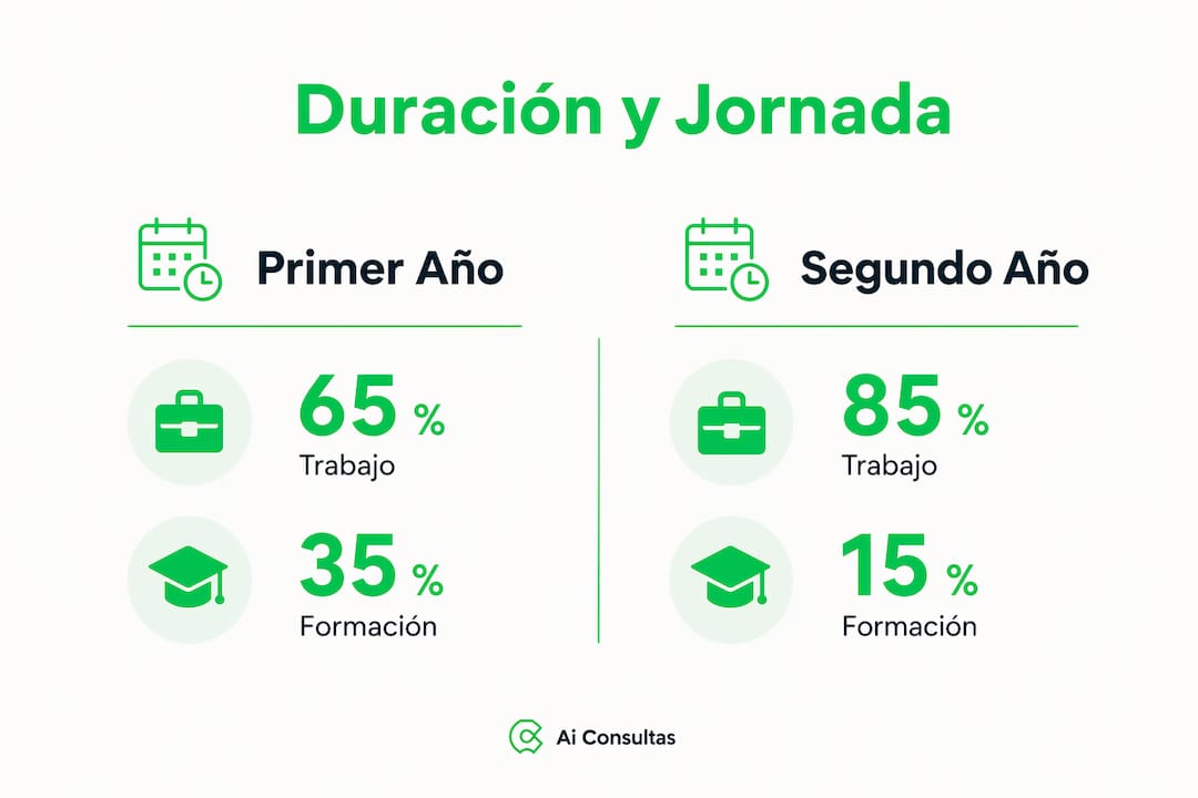 Infografía: Comparativa sobre la duración y el horario laboral en el contrato 421