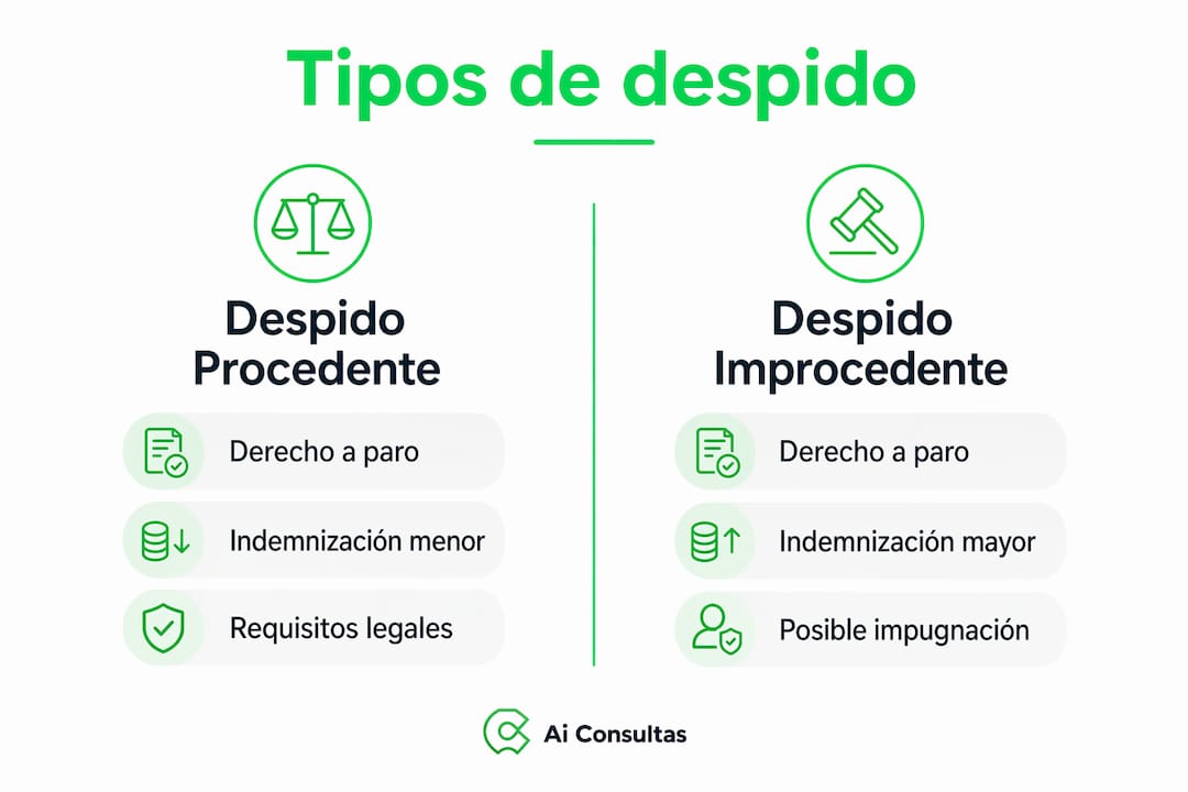 Infografía: diferencias entre tipos de despido y derechos a cobrar el paro