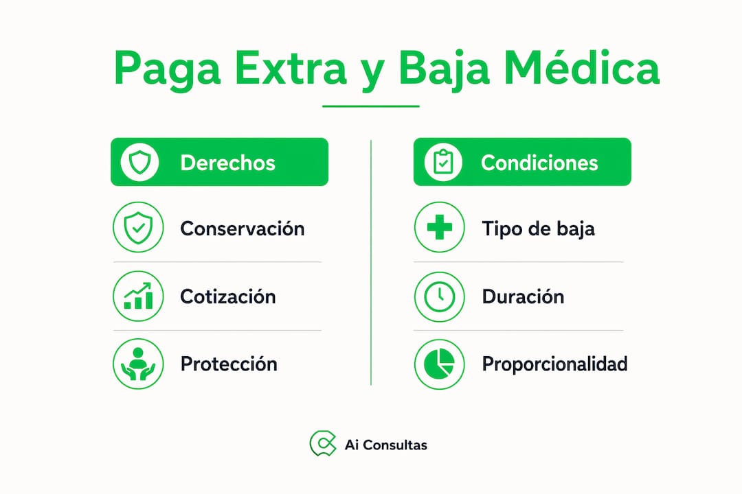 Infografía con todo lo que debes saber sobre la paga extra y las bajas médicas