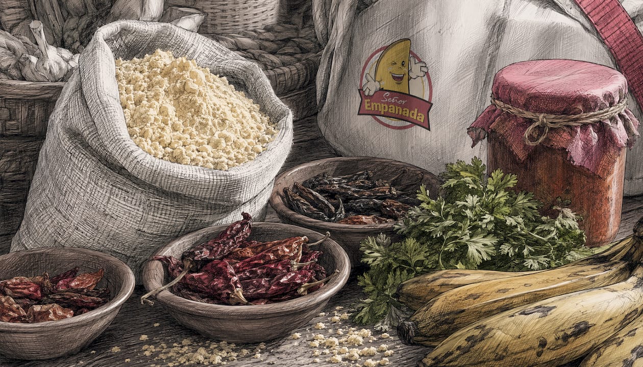Close-up of authentic Latin cooking ingredients