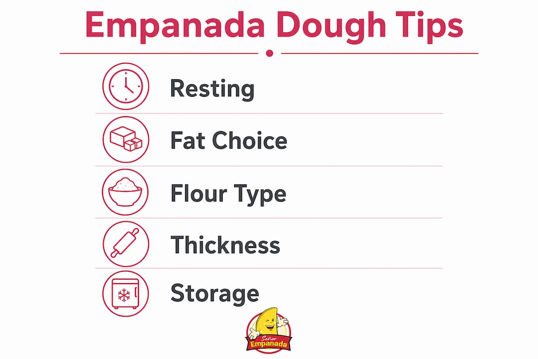 Infographic with key empanada dough tips