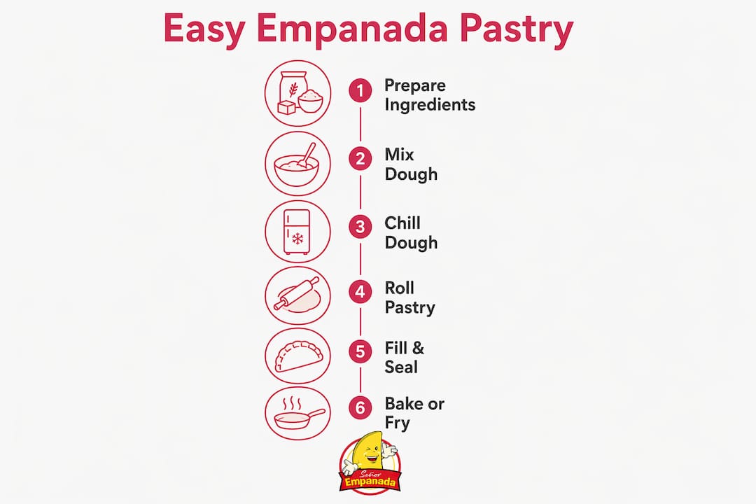 Infographic showing easy empanada pastry steps