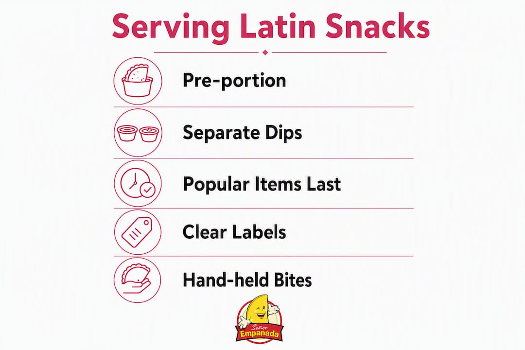 Infographic showing tips for serving Latin kids party snacks