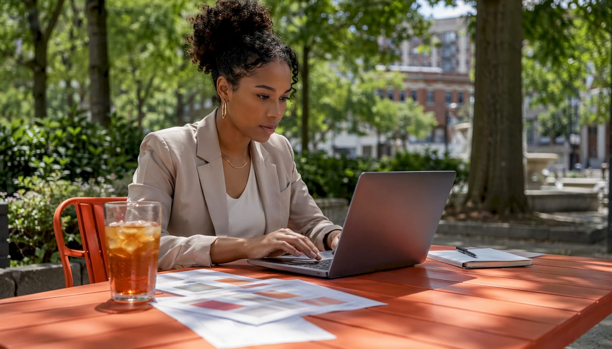 Professional woman working on proposal automation