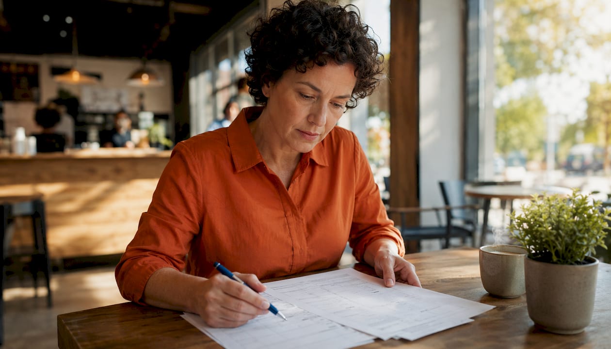 Insurance broker reviewing scope of work document