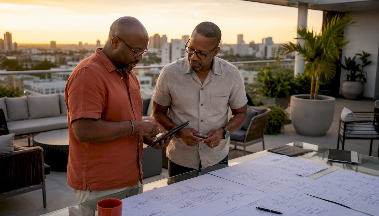 Two men discussing technical RFP requirements