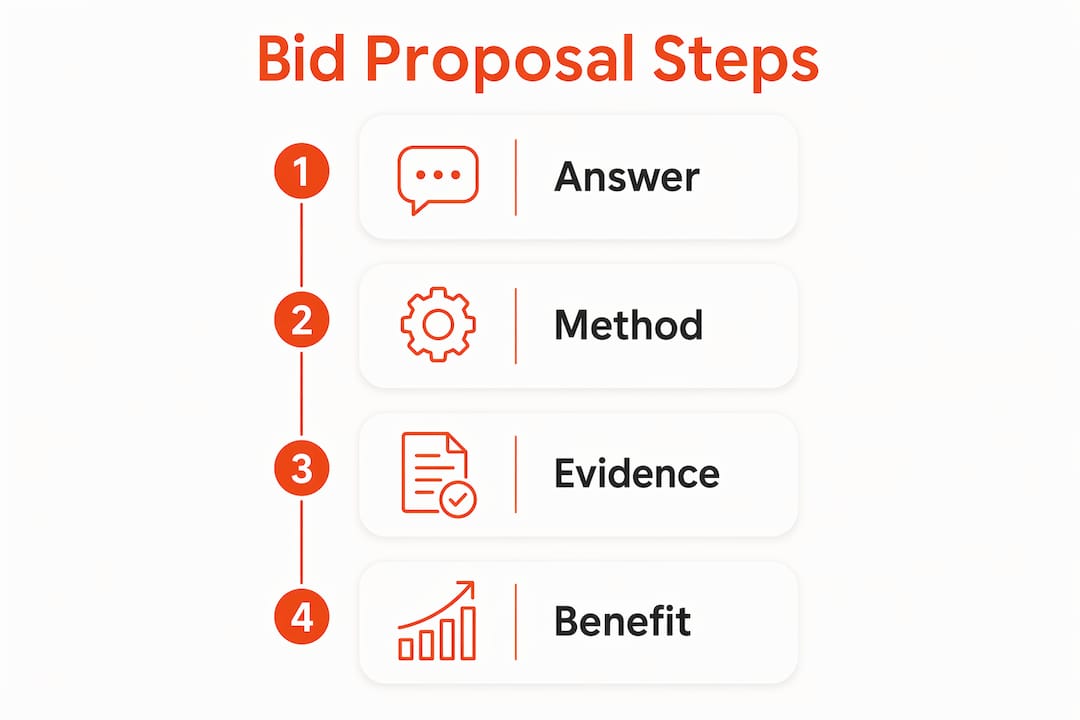 Infographic illustrating AMEB bid proposal framework steps