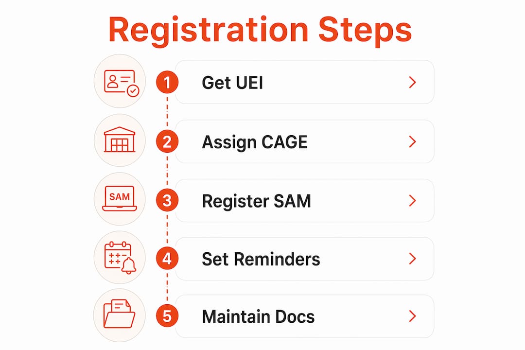 Infographic showing government video RFP registration steps