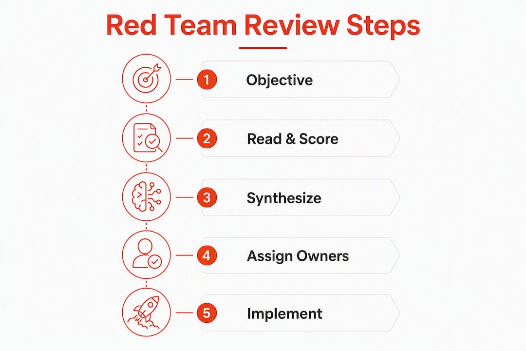 Infographic showing Red Team review process steps