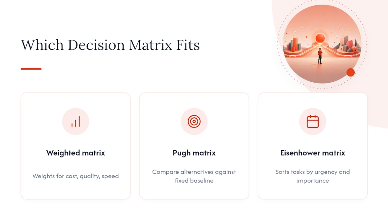 Diagram comparing types of decision matrices