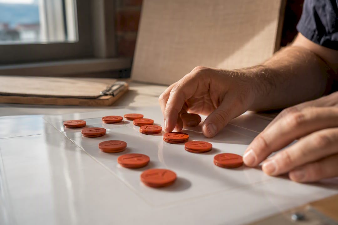 Hands marking change version tokens