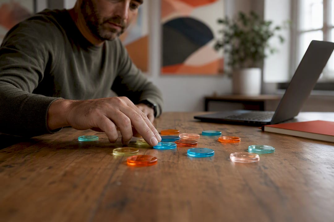 Project manager placing tokens for AI inventory