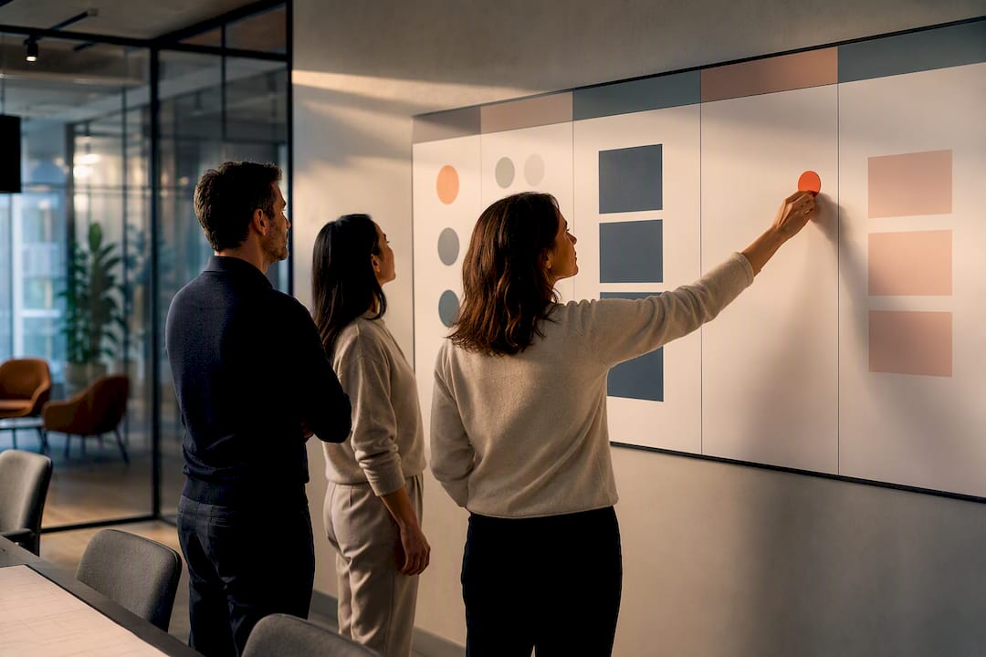 Leaders assigning decision ownership on a board