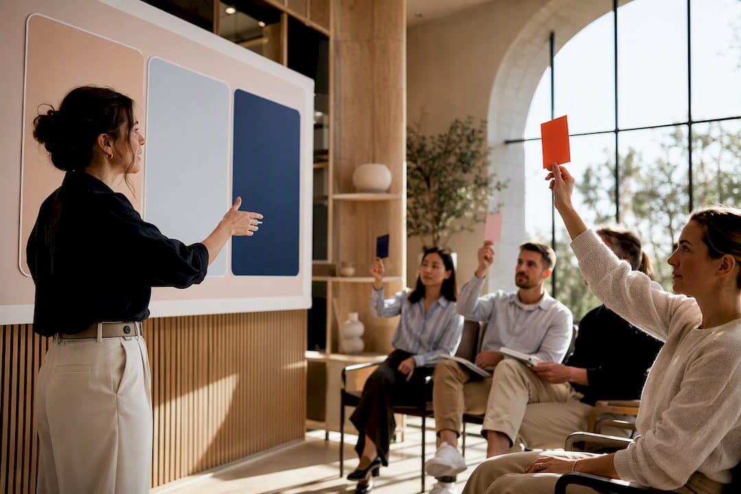 Facilitator guiding a structured team workshop