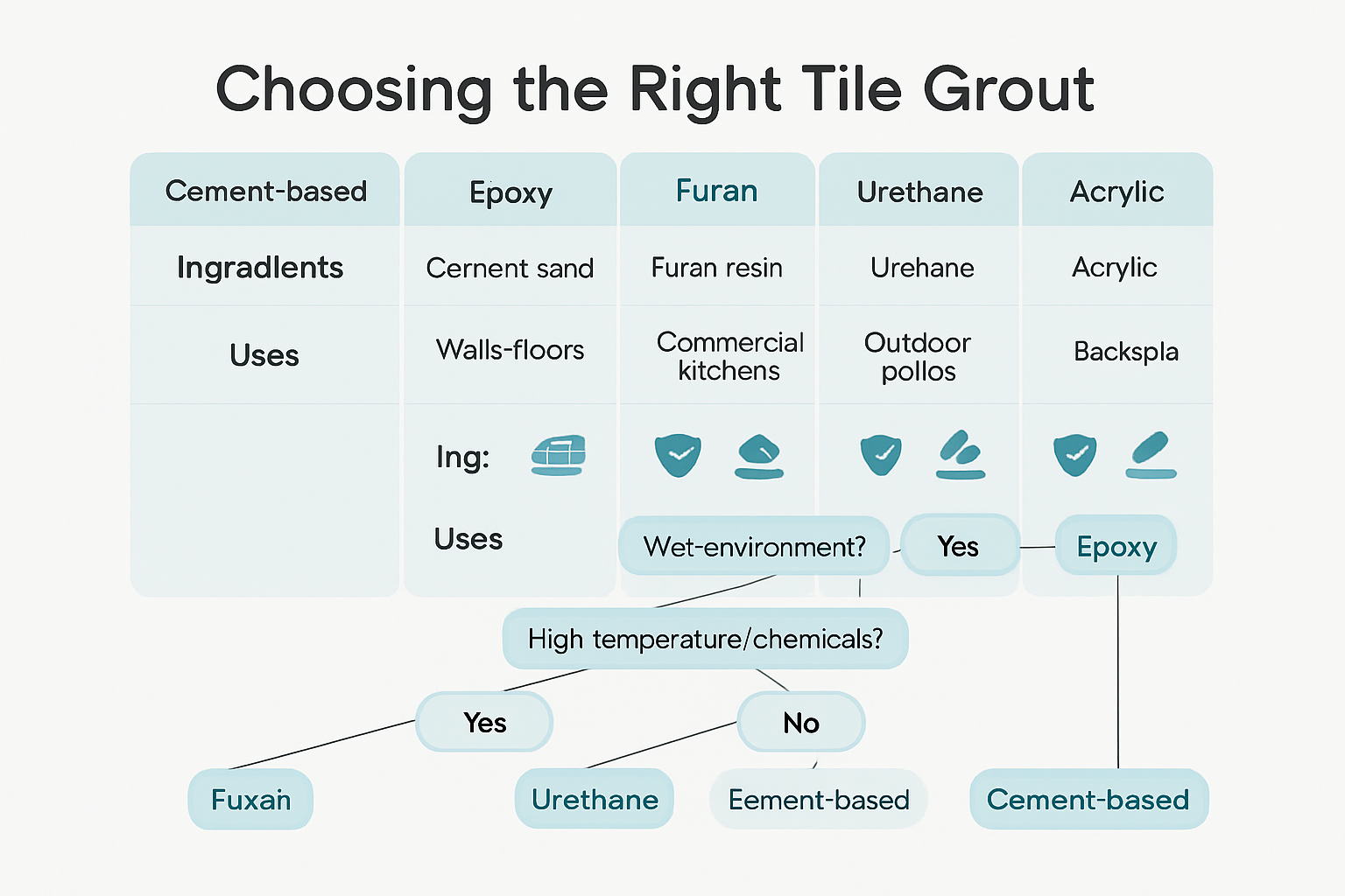 Types of tile grout comparison infographic