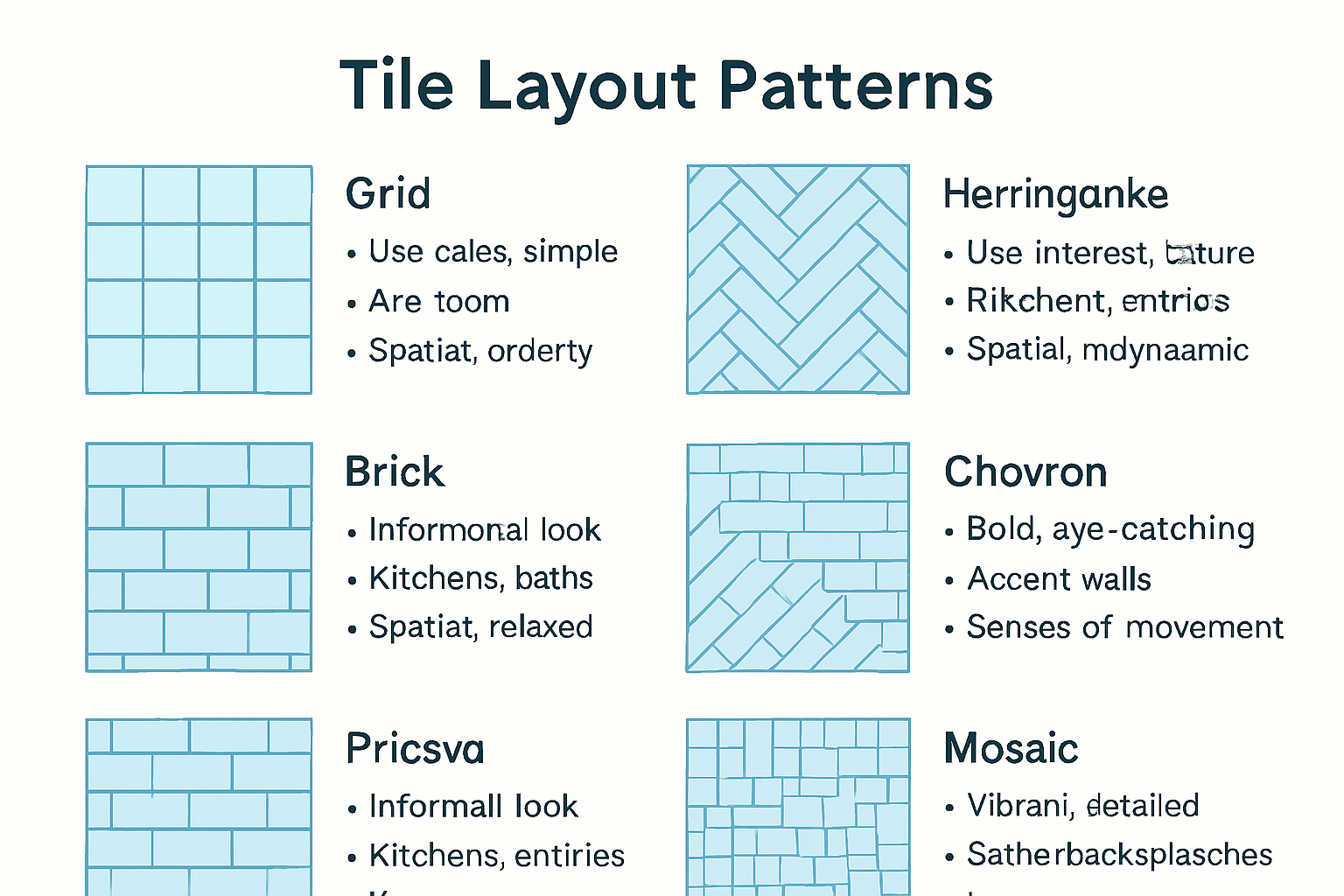Tile layout patterns infographic comparison chart