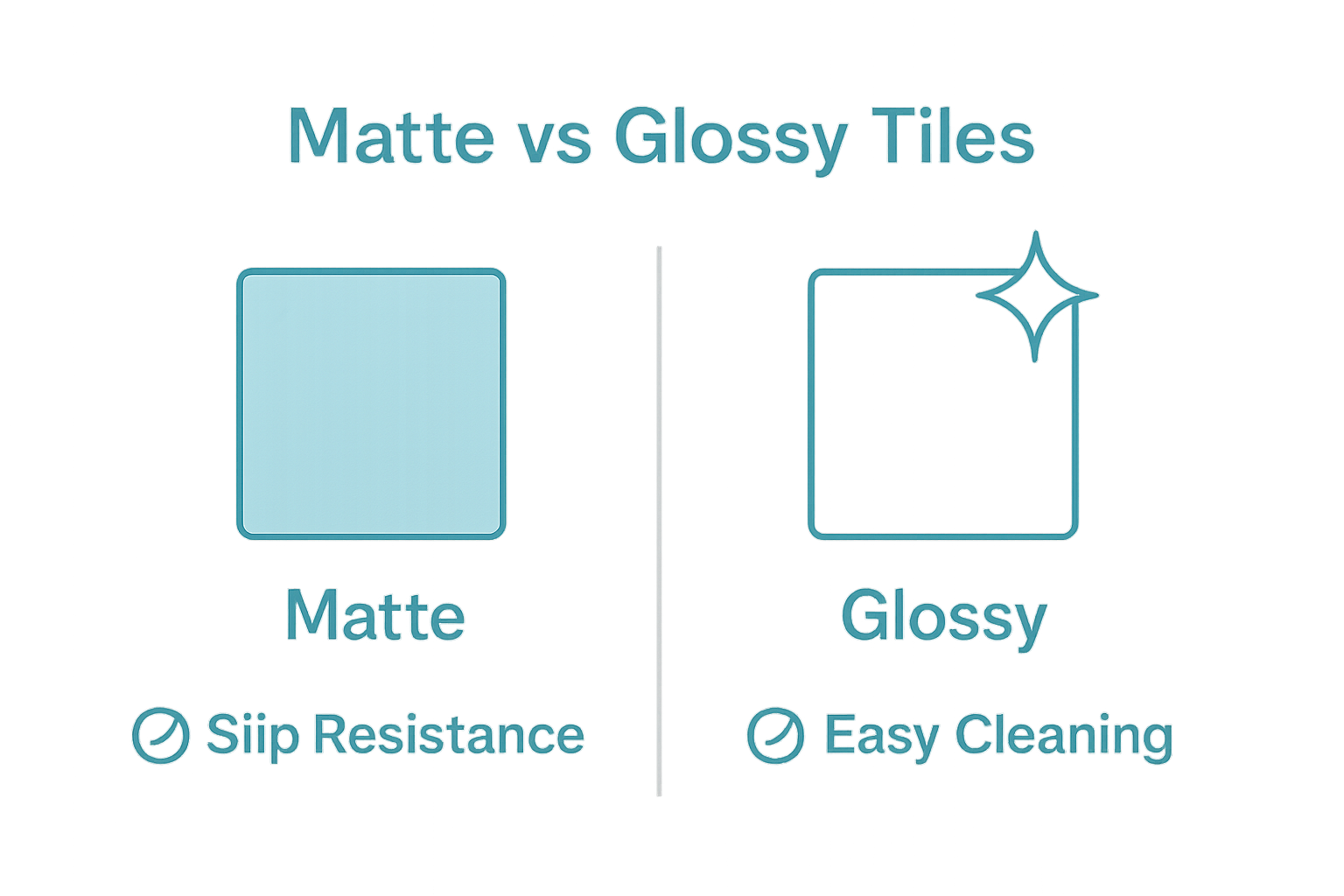 Infographic showing slip resistance vs easy cleaning for matte and glossy tiles