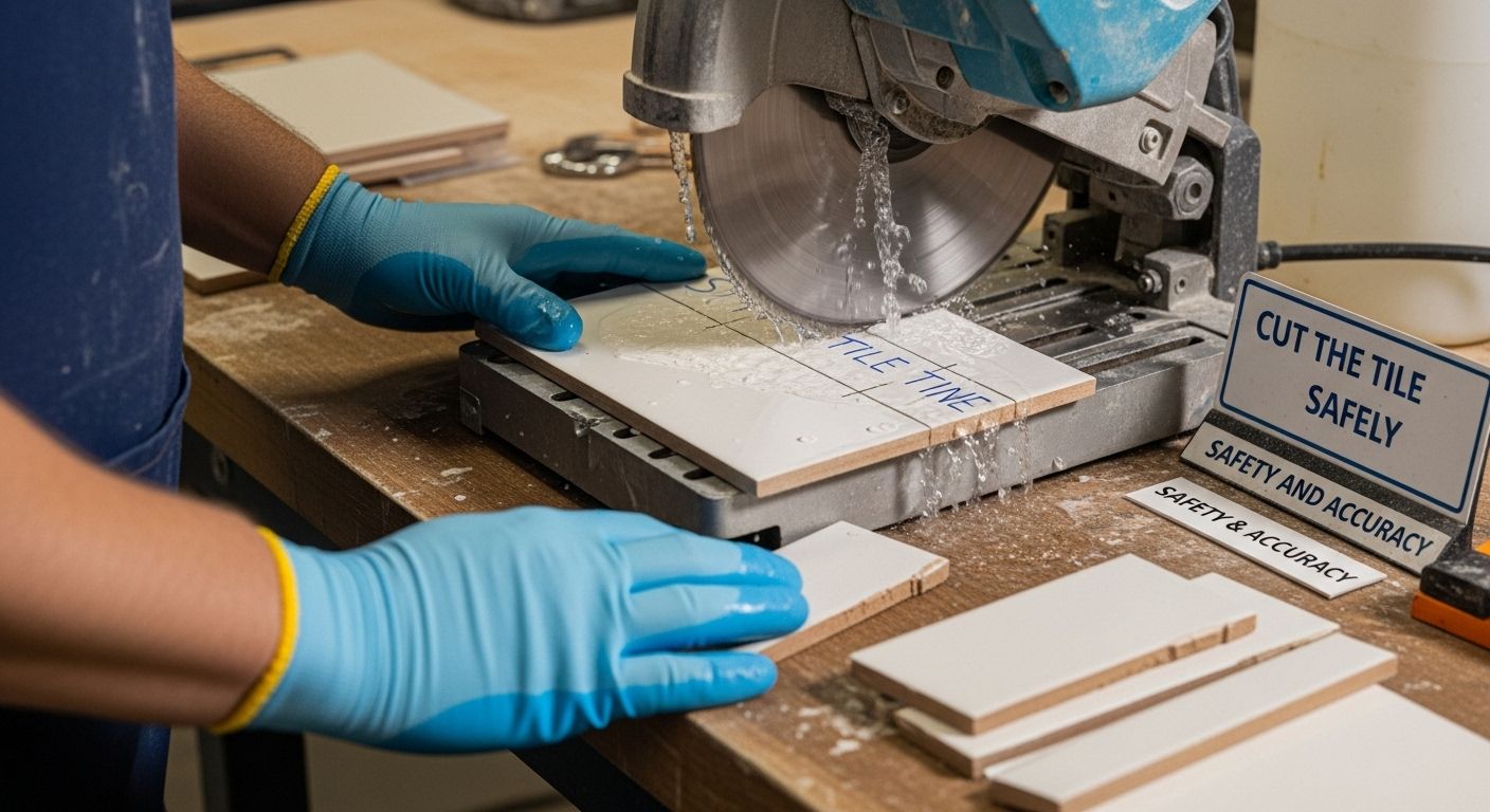 cutting ceramic tile, wet saw