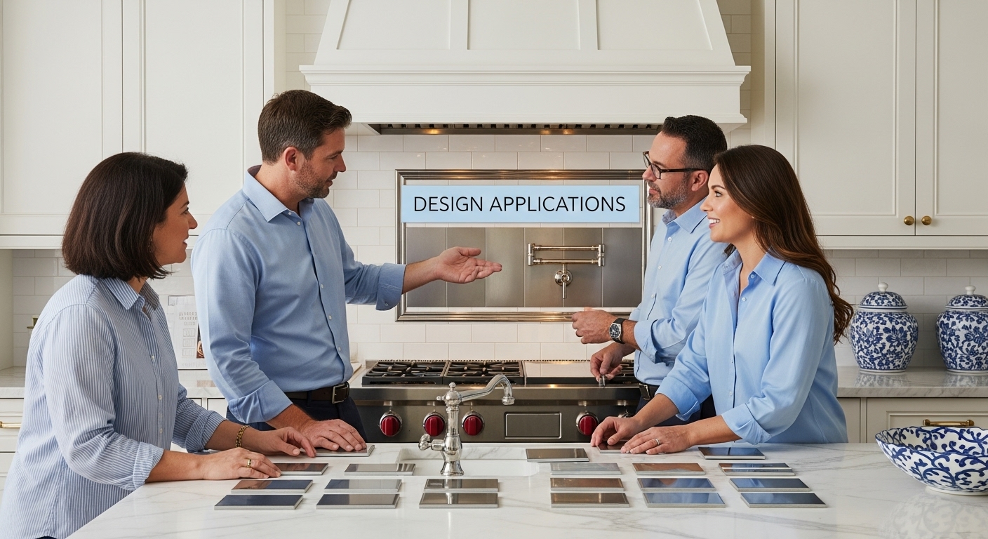 metallic finish tiles kitchen