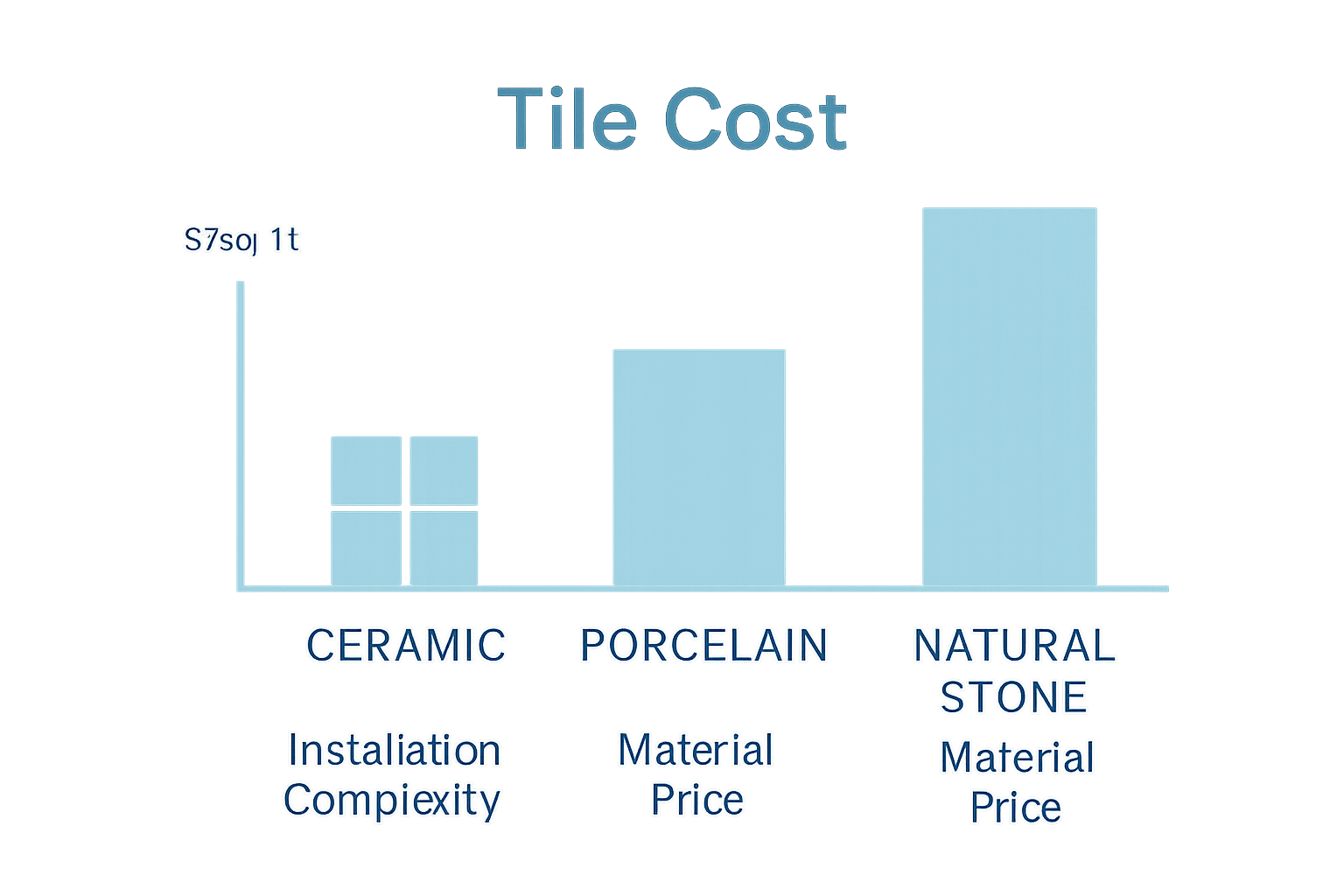 Infographic comparing ceramic, porcelain, and stone tile installation costs