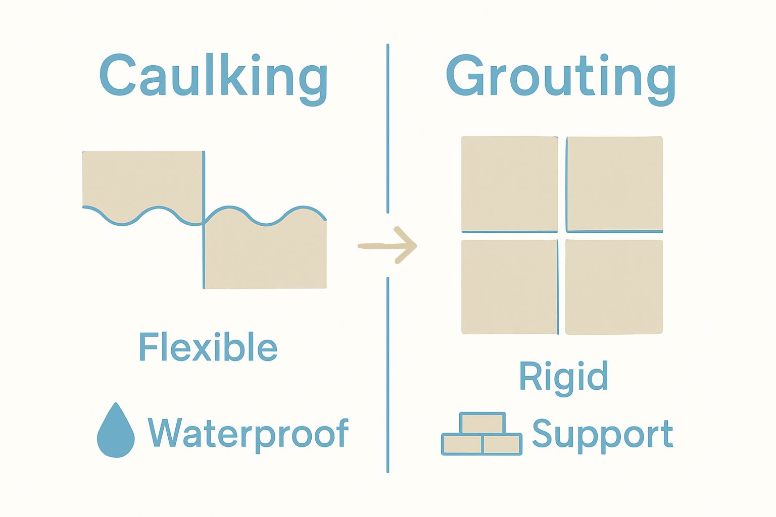 Infographic comparing caulking and grouting key differences