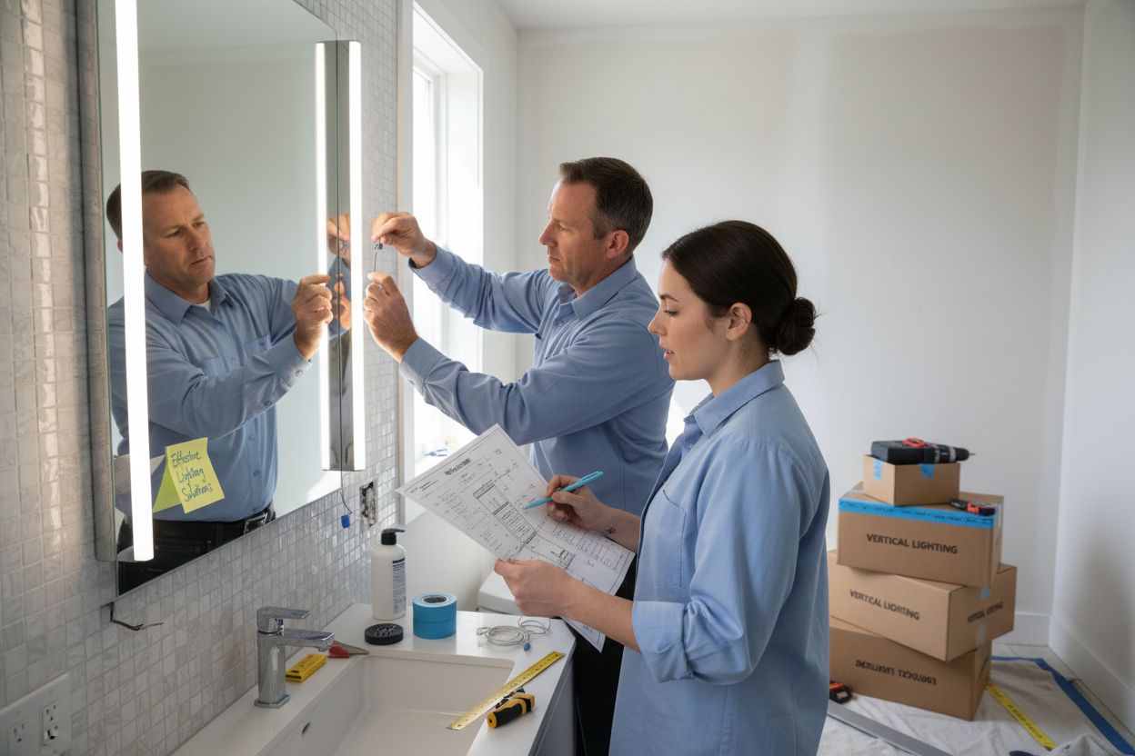 small bathrooms, lighting installation