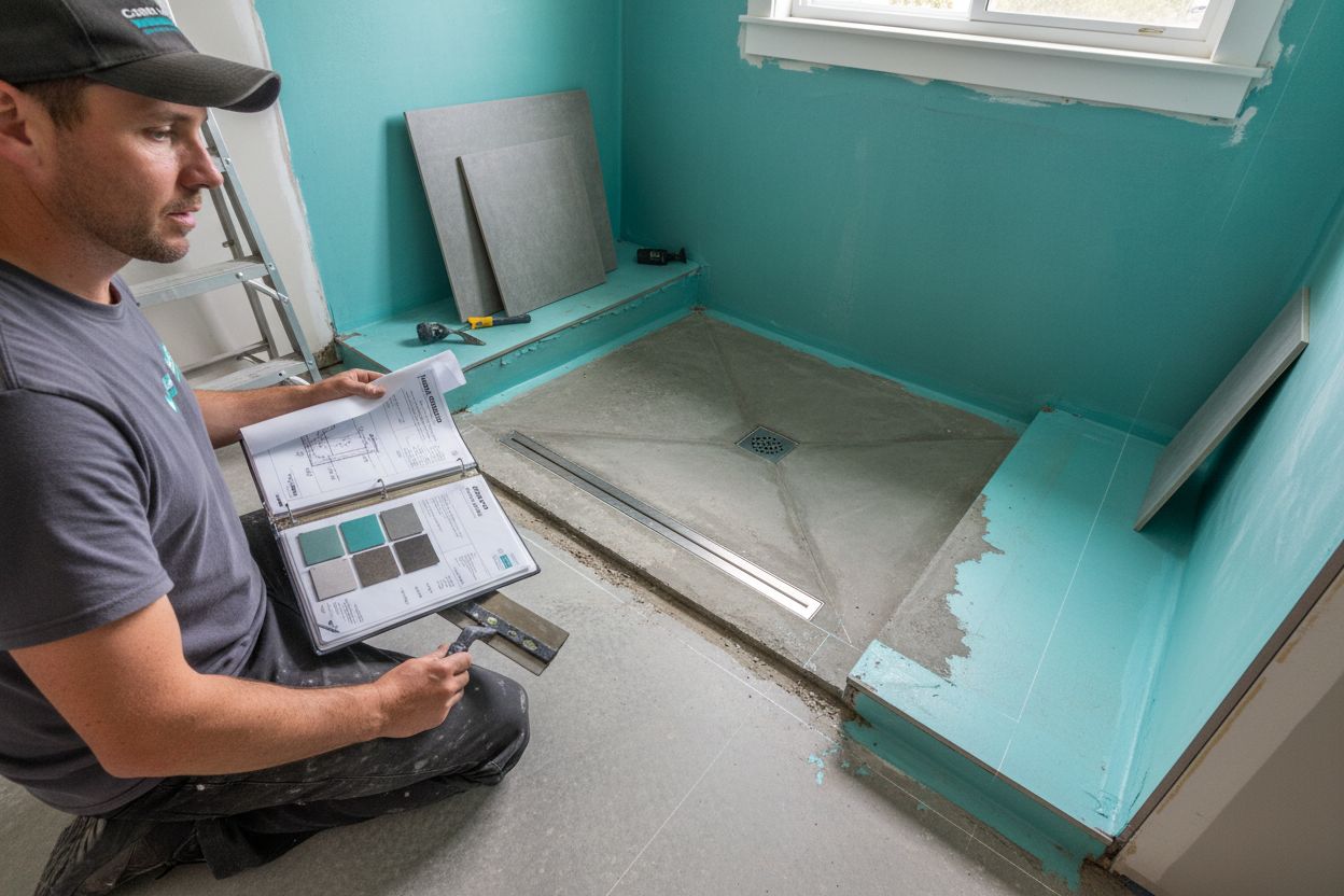 curbless shower installation process