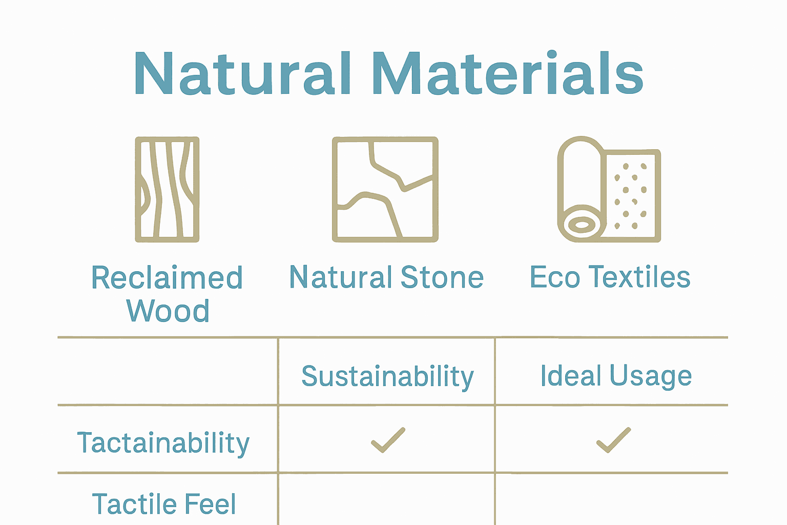 Infographic comparing natural materials for interior design