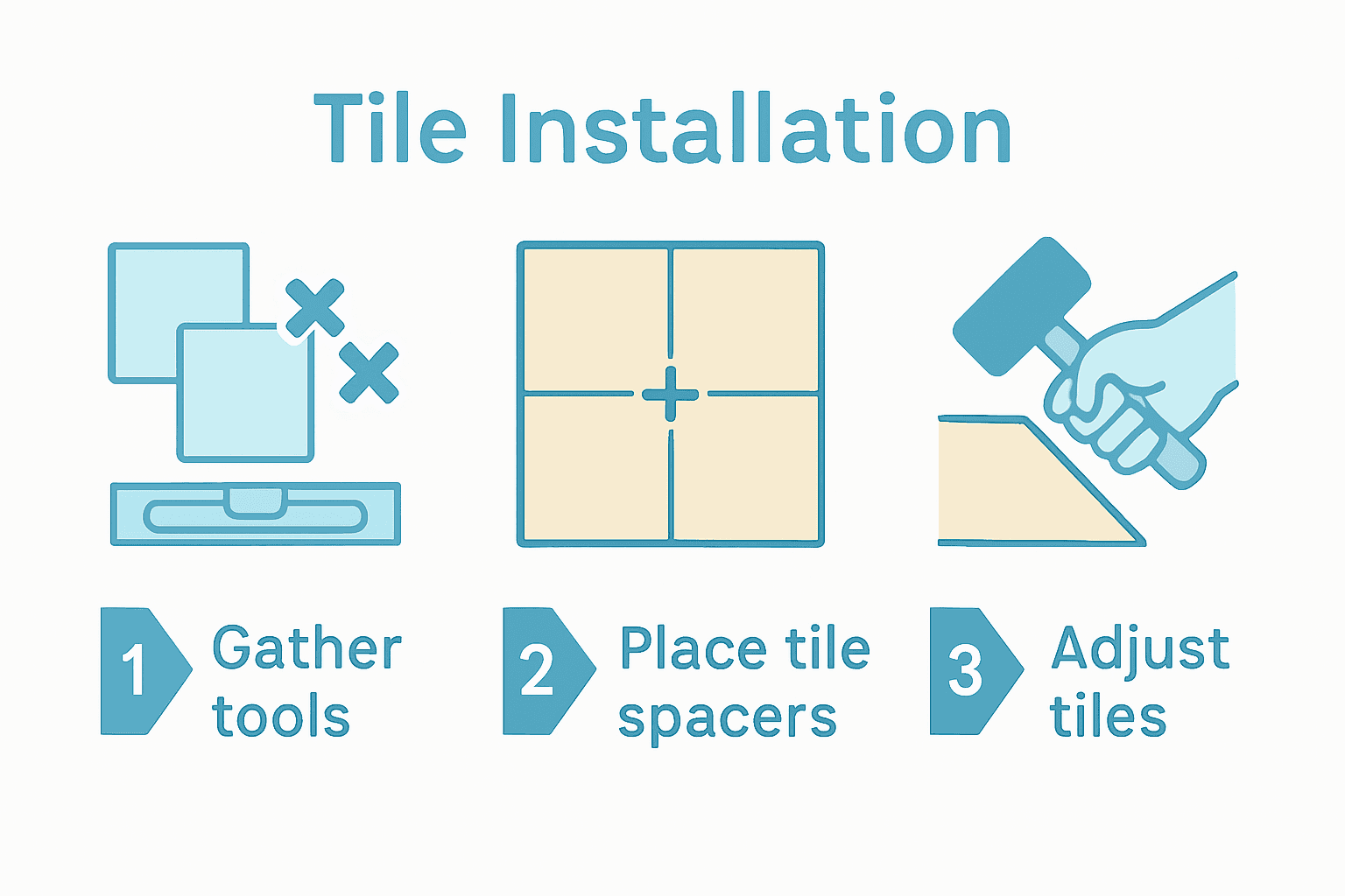 Infographic showing essential steps to use tile spacers correctly