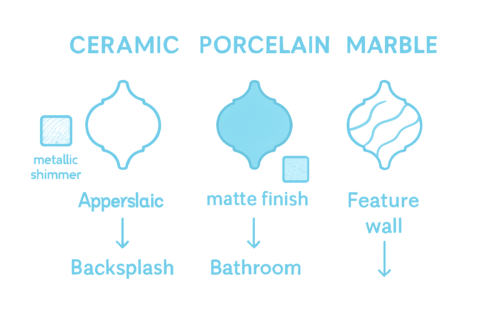 Infographic comparing arabesque tile materials