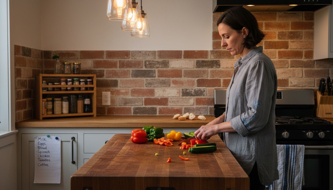 Kitchen backsplash with brick style tiles