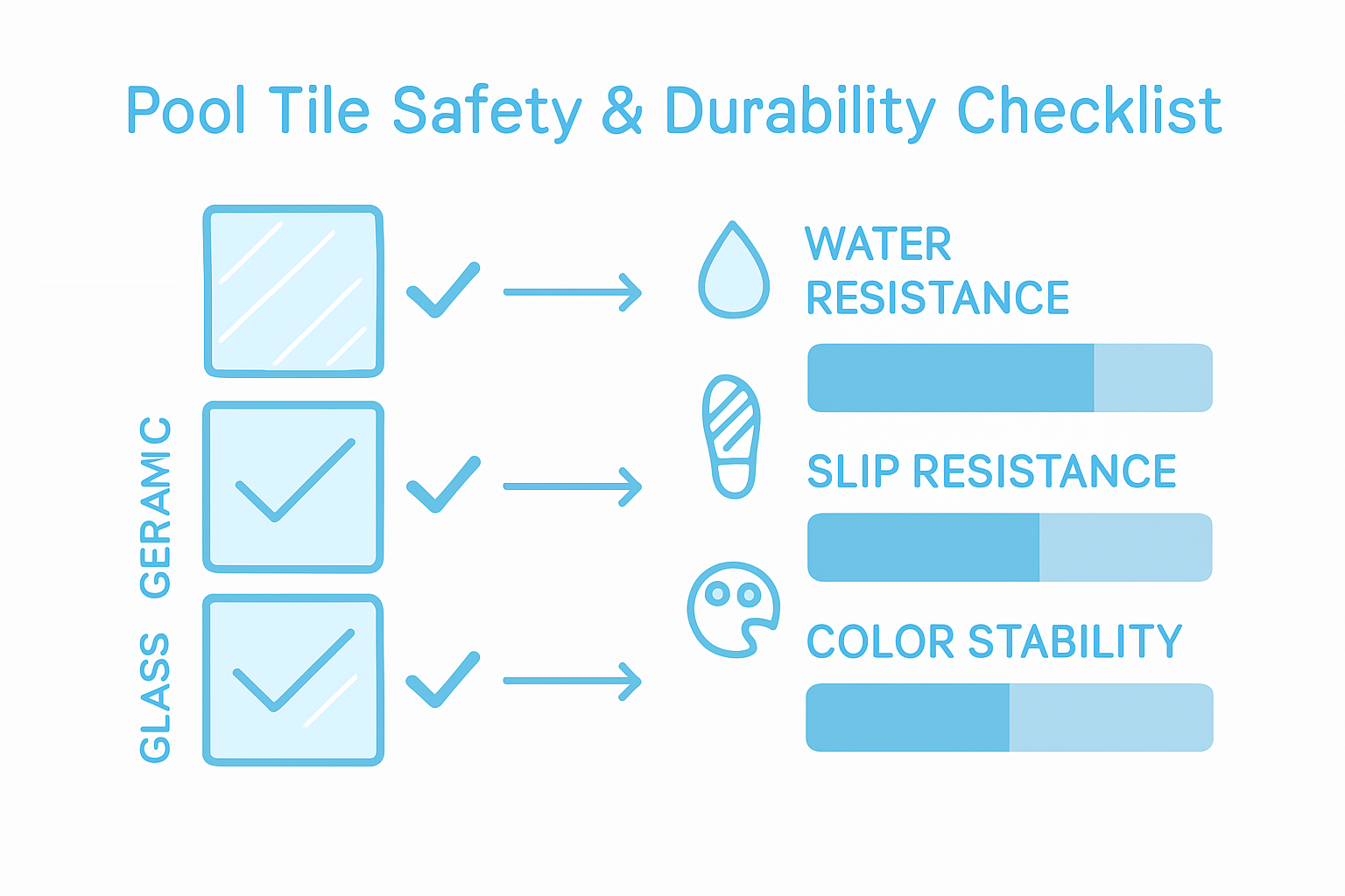 Durability and safety comparison for pool tiles