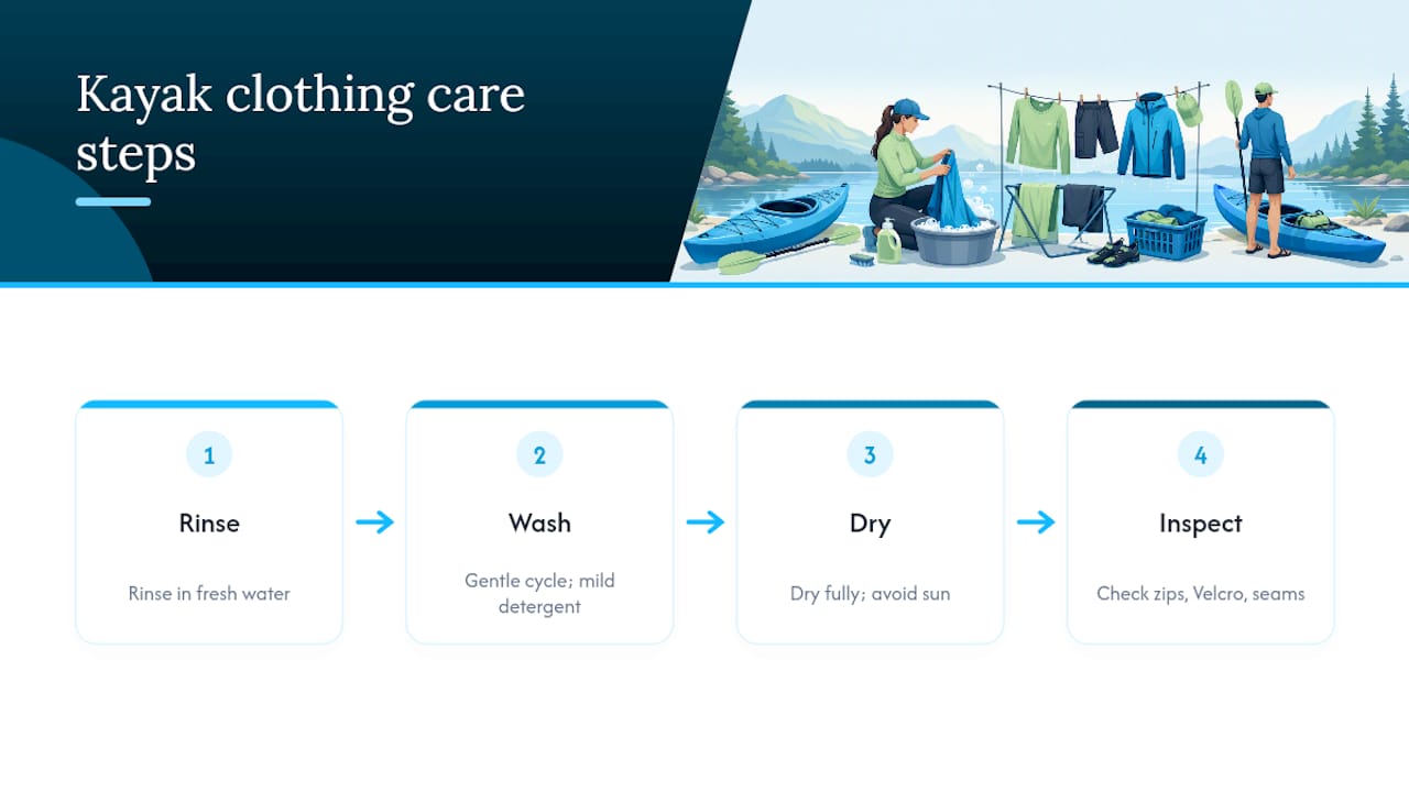 Four-step kayaking clothing care process