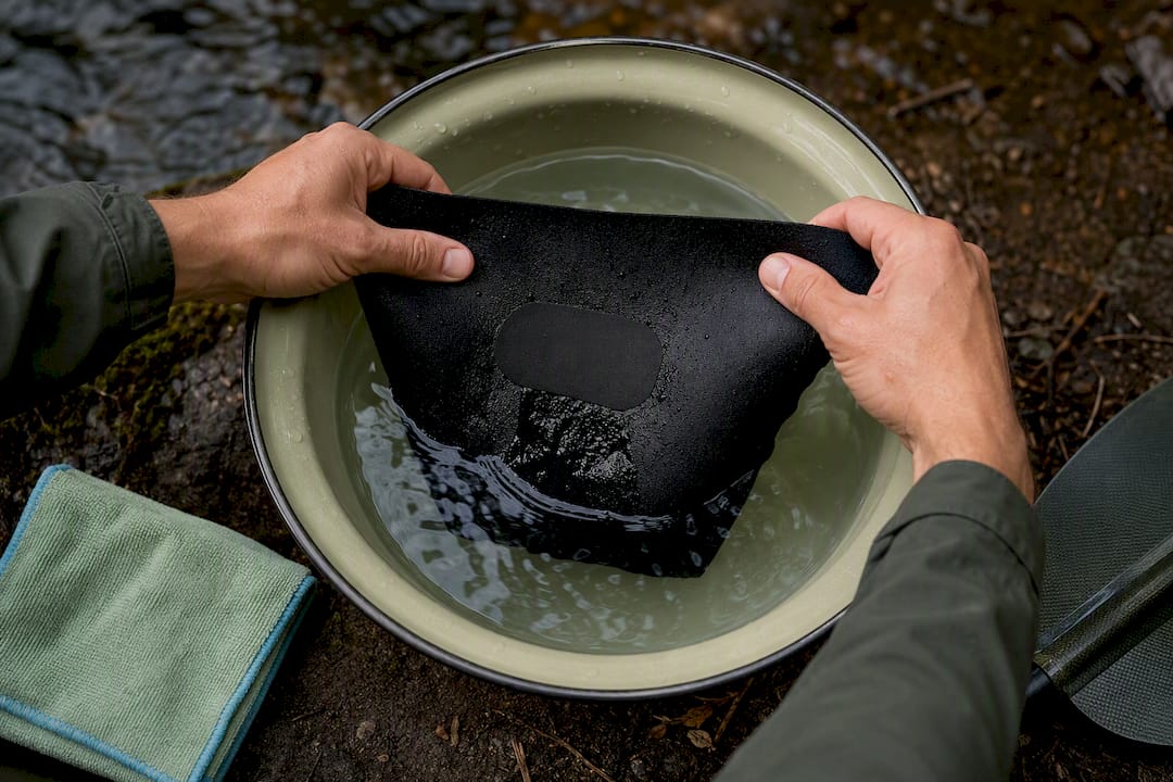 Hands testing a cured neoprene patch