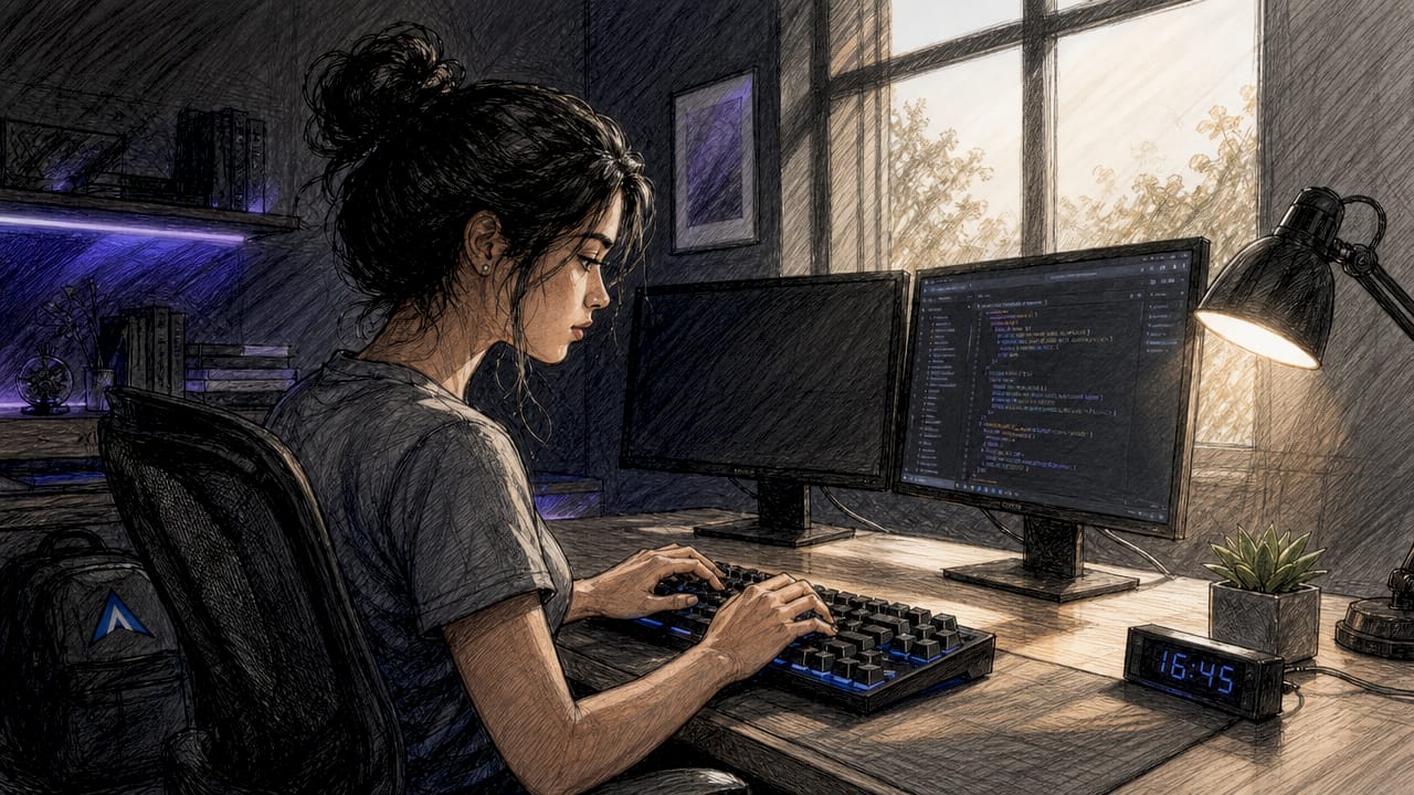 Mani che scorrono veloci sulla tastiera mentre il codice prende vita sugli schermi scuri del server.