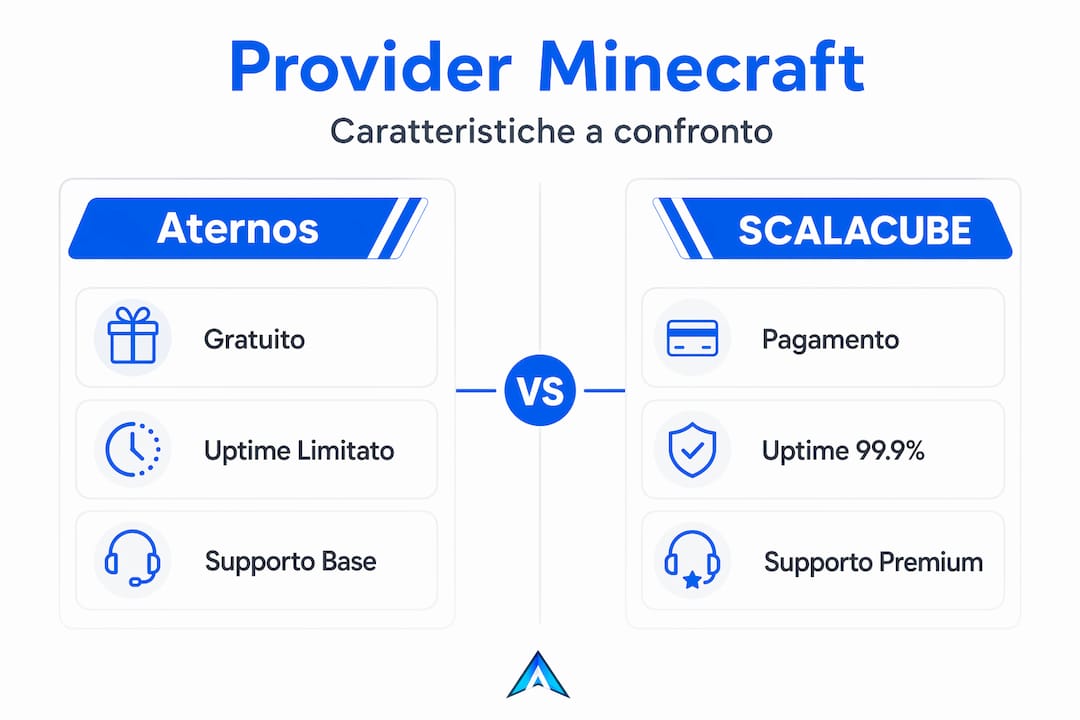 Infografica comparativa dei migliori provider per server Minecraft