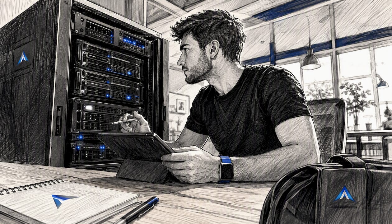 Un tecnico gestisce il server dall’interfaccia di controllo direttamente in ufficio.