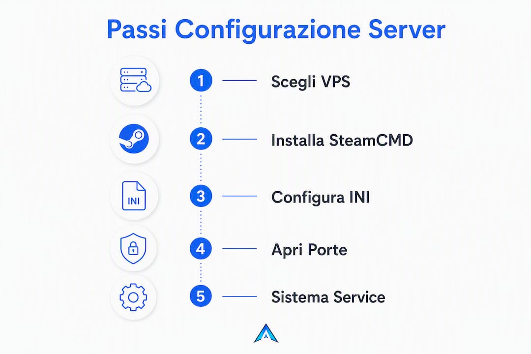 Infografica: guida passo passo per configurare il server di Palworld