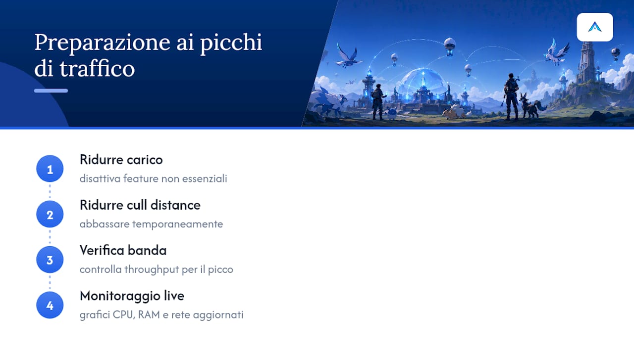 Schema delle fasi per la gestione dei picchi di traffico del server