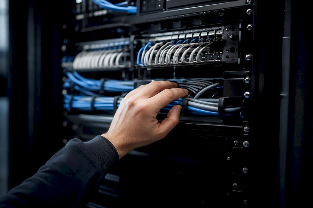 Instradamento manuale dei cavi di rete nel rack del data center