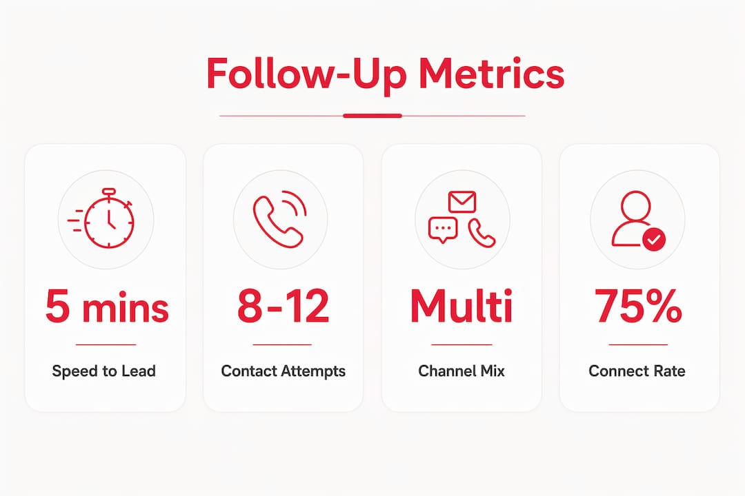 Infographic showing key follow-up metrics for real estate leads